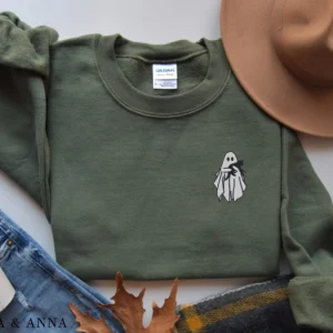 Embroidered Ghost Sweatshirt, Halloween Sweatshirt